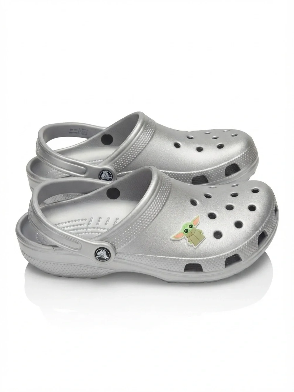 Star Wars Mandalorian Metallic Silver Baby Yoda Crocs | Men’s 9 Womens 11 NWOT